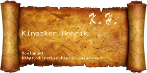Kinszker Henrik névjegykártya